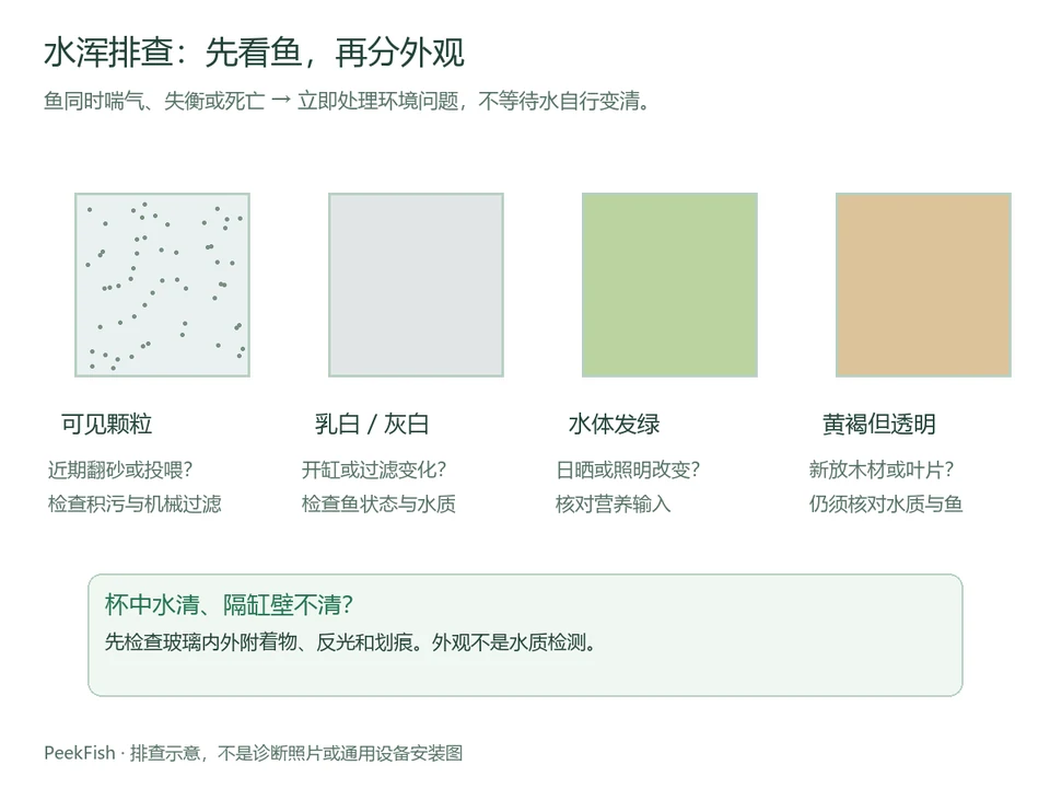 四种浑水外观示意及需要核对的条件