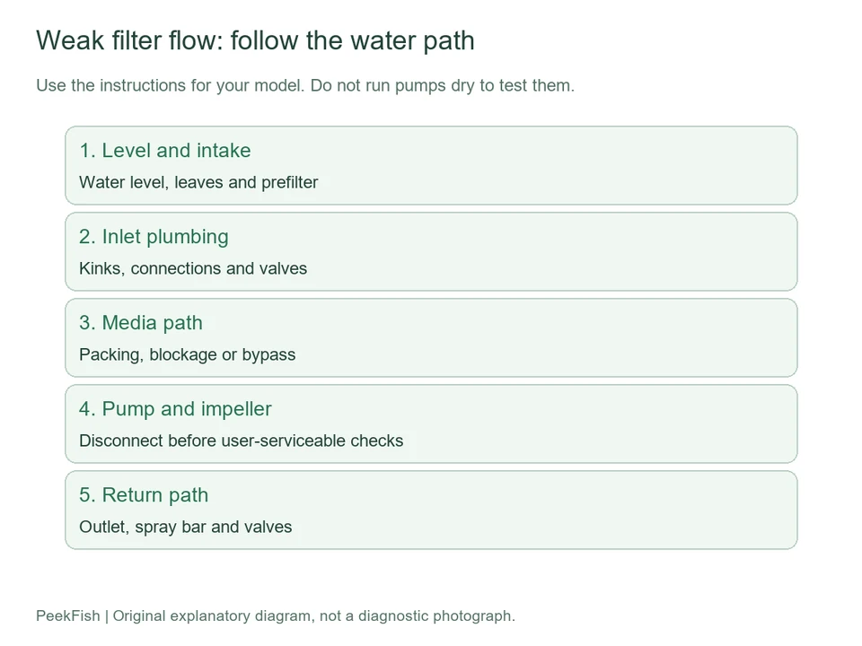 Five stages of a filter water path to inspect