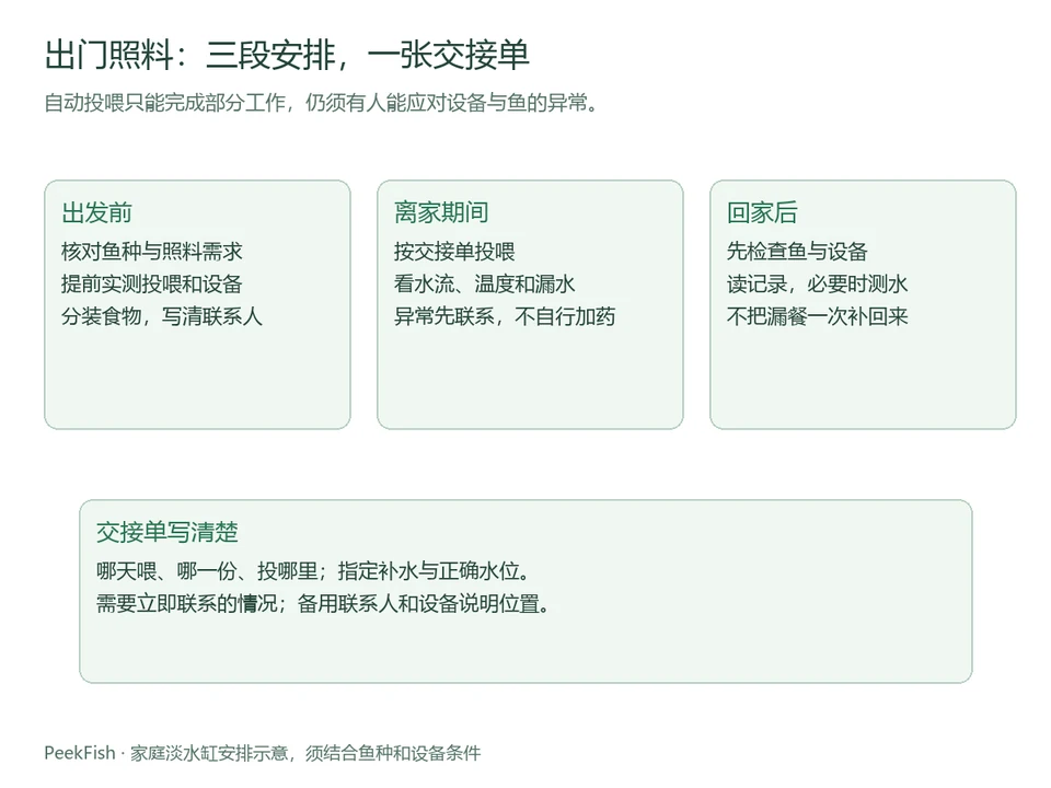 出发前、离家期间和回家后的照料安排