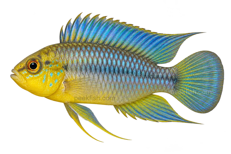 Apistogramma borellii完整左向侧面AI示意图