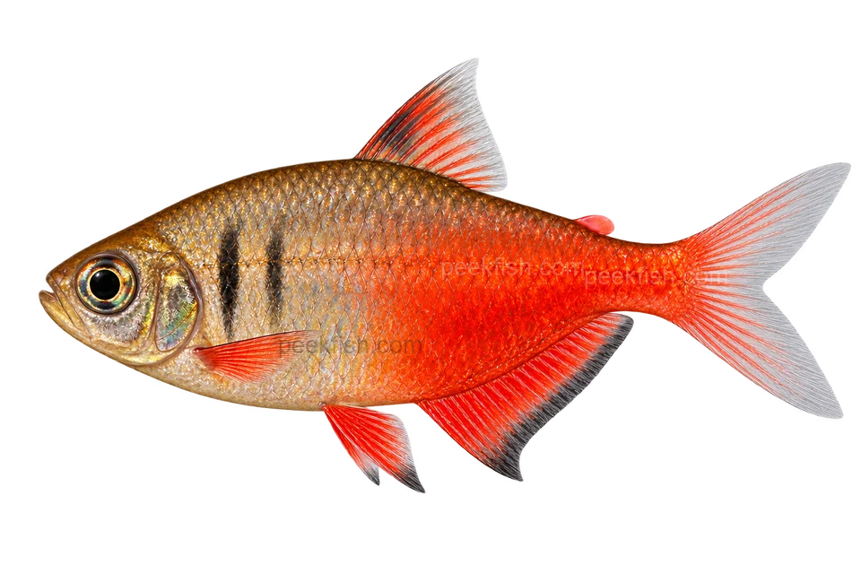 Flame tetra — AI-generated side-view illustration
