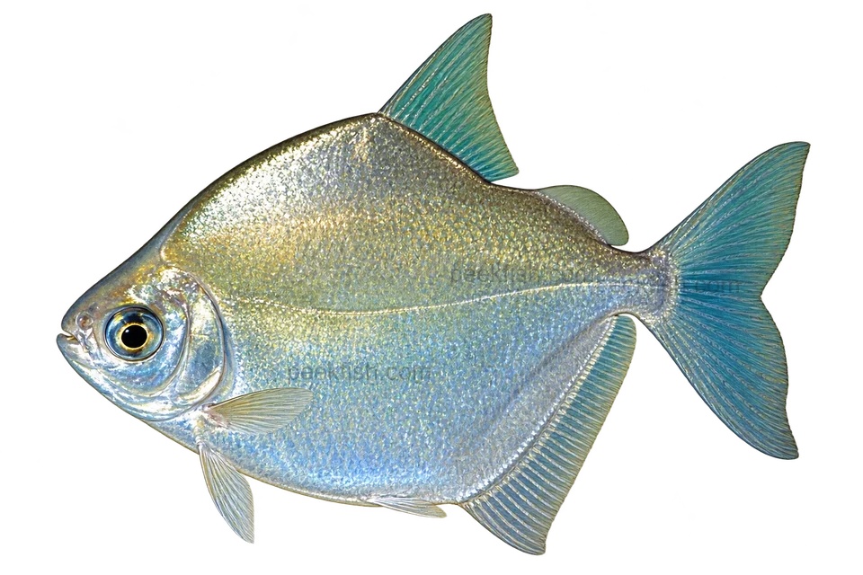 Metynnis argenteus, representative adult in left-facing lateral AI illustration; not a photograph.