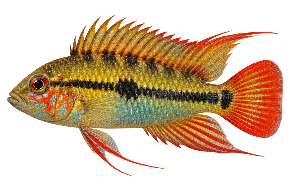 AI illustration of Apistogramma macmasteri, complete left-facing side view