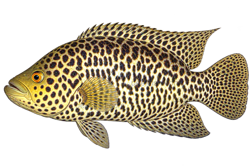 Parachromis managuensis adult left-facing lateral illustration