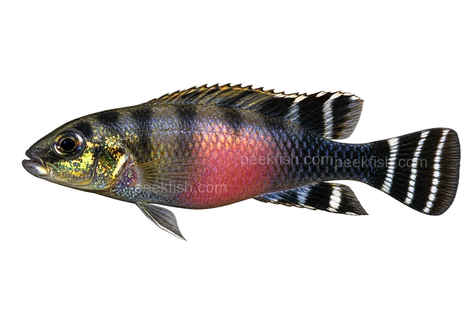 Nanochromis transvestitus 成体朝左透明侧面示意图