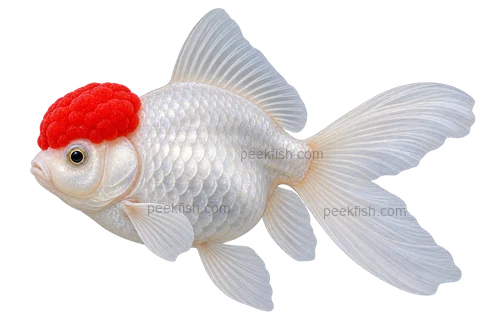 鹤顶红(Redcap Oranda),朝左的AI成体侧面示意插画