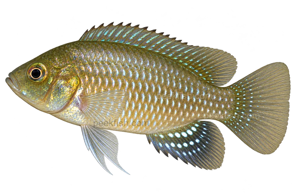 Pseudocrenilabrus multicolor adult left-facing lateral illustration