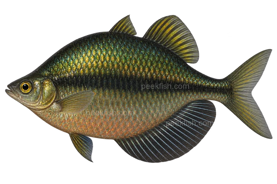 AI illustration of adult male Glossolepis wanamensis, left side, adult male representative