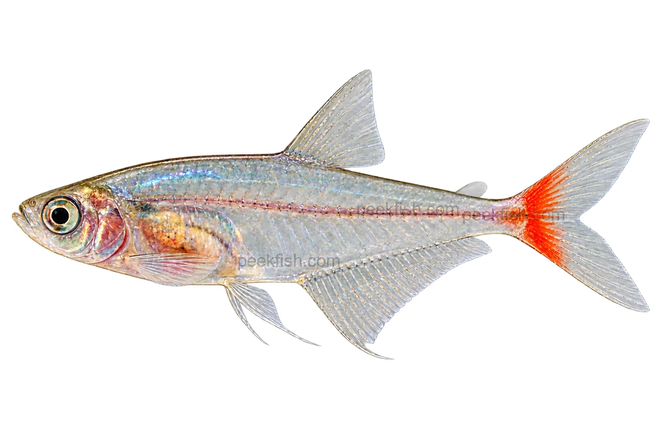 Glass bloodfin tetra — AI-generated side-view illustration