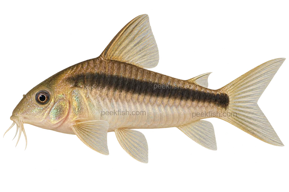 AI illustration of Osteogaster zygata, complete left-facing side view