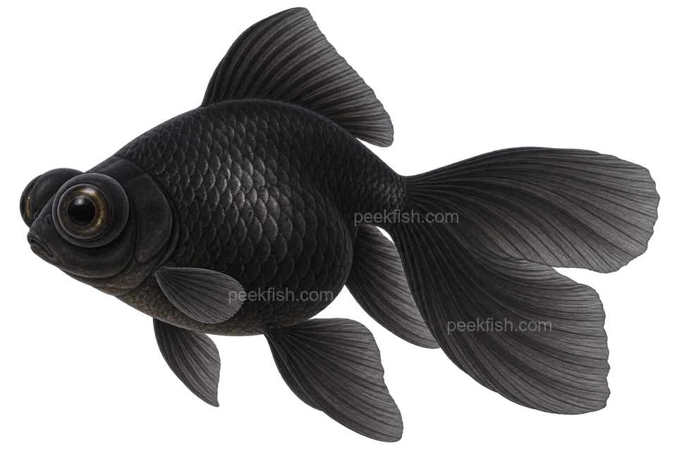 Broadtail moor — left-facing AI adult side-view illustration