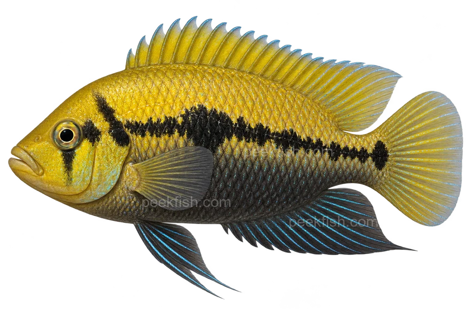 Herotilapia multispinosa完整左向侧面AI示意图