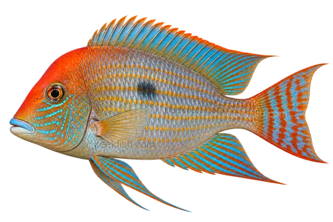 Geophagus pyrocephalus完整左向侧面AI示意图