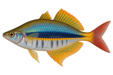 AI illustration of adult male Chilatherina alleni, left side, Wapoga illustrated form