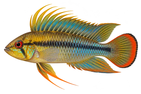Apistogramma baenschi完整左向侧面AI示意图