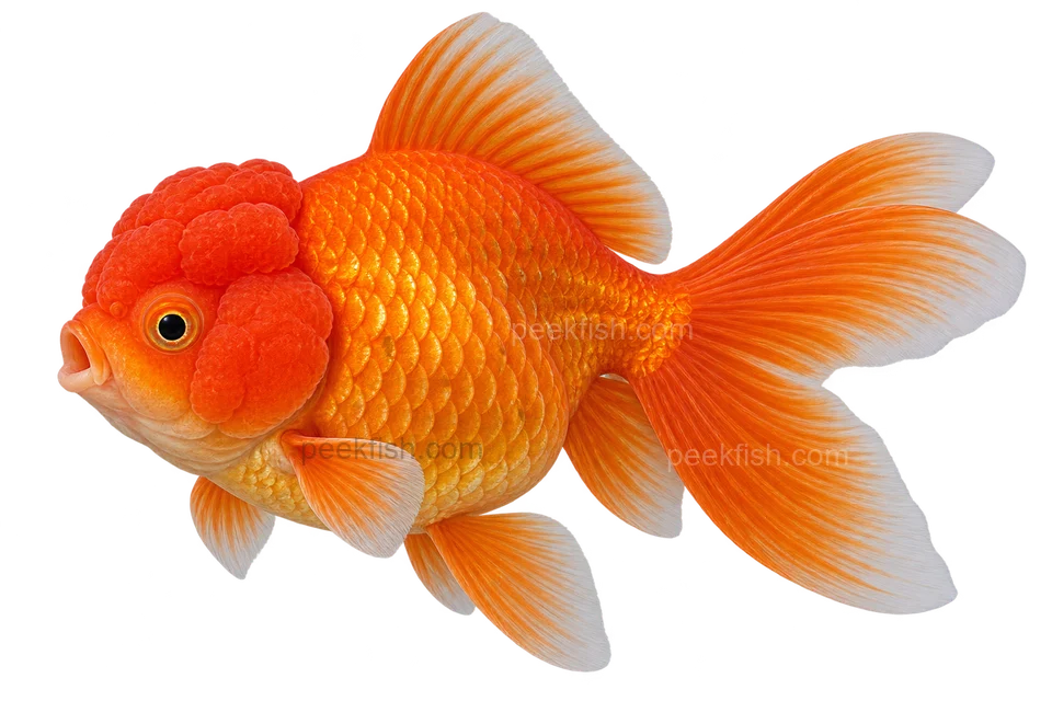 Oranda goldfish — left-facing AI adult side-view illustration