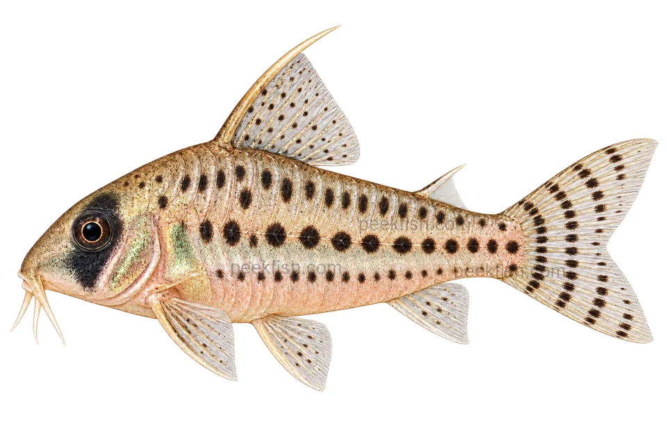 AI illustration of Hoplisoma schwartzi, complete left-facing side view