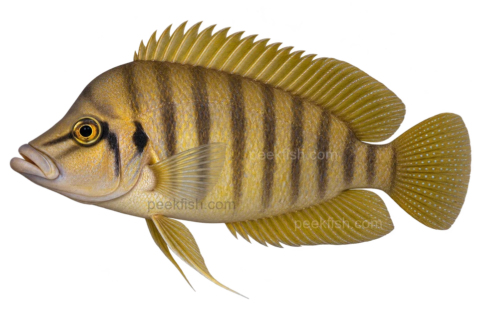 Altolamprologus compressiceps完整左向侧面AI示意图