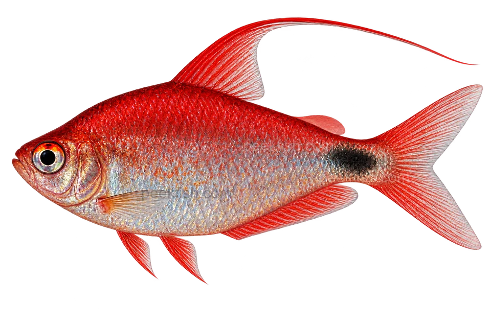Mature male Hyphessobrycon peugeoti — AI illustration