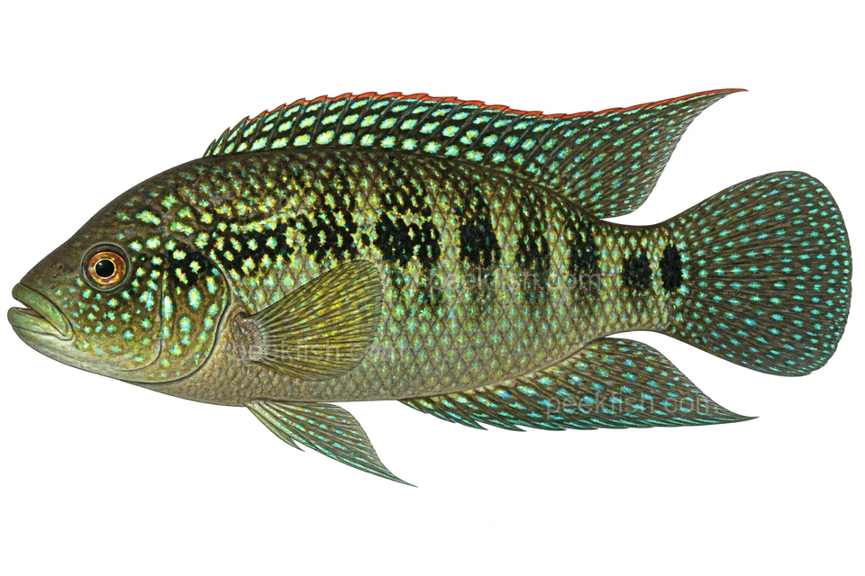 Rocio octofasciata 成体朝左透明侧面示意图