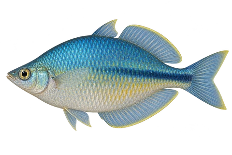 Melanotaenia lacustris 成体雄鱼完整左向侧面AI示意图