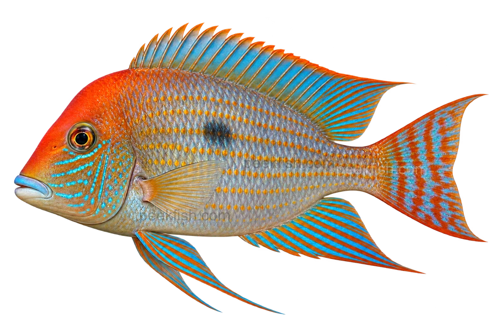 Geophagus pyrocephalus完整左向侧面AI示意图