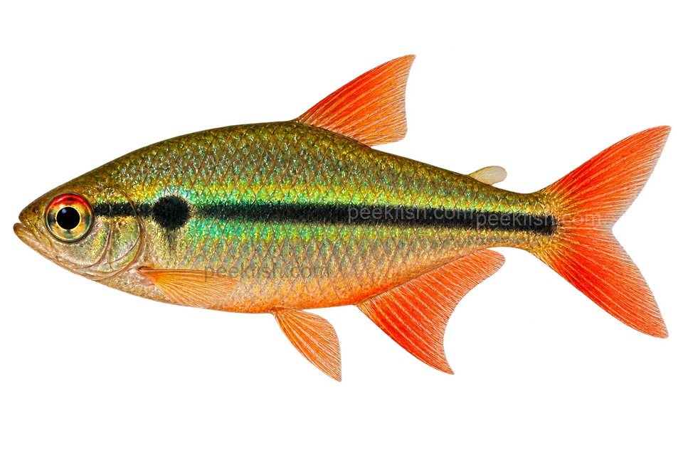 Adult male emerald green tetra with pale adipose fin — AI illustration