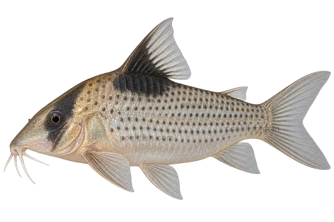 AI illustration of Brochis ephippifera, complete left-facing side view