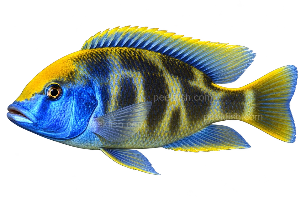 Nimbochromis venustus 成体朝左透明侧面示意图