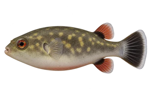 Carinotetraodon lorteti（Carinotetraodon lorteti）自然成体左向侧面AI示意图