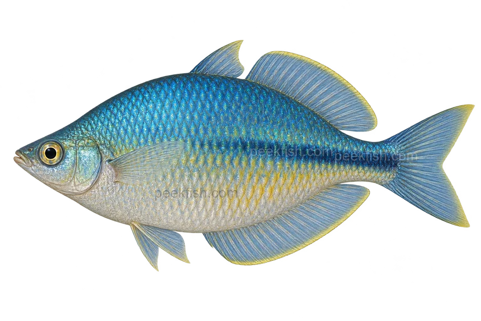 Melanotaenia lacustris 成体雄鱼完整左向侧面AI示意图