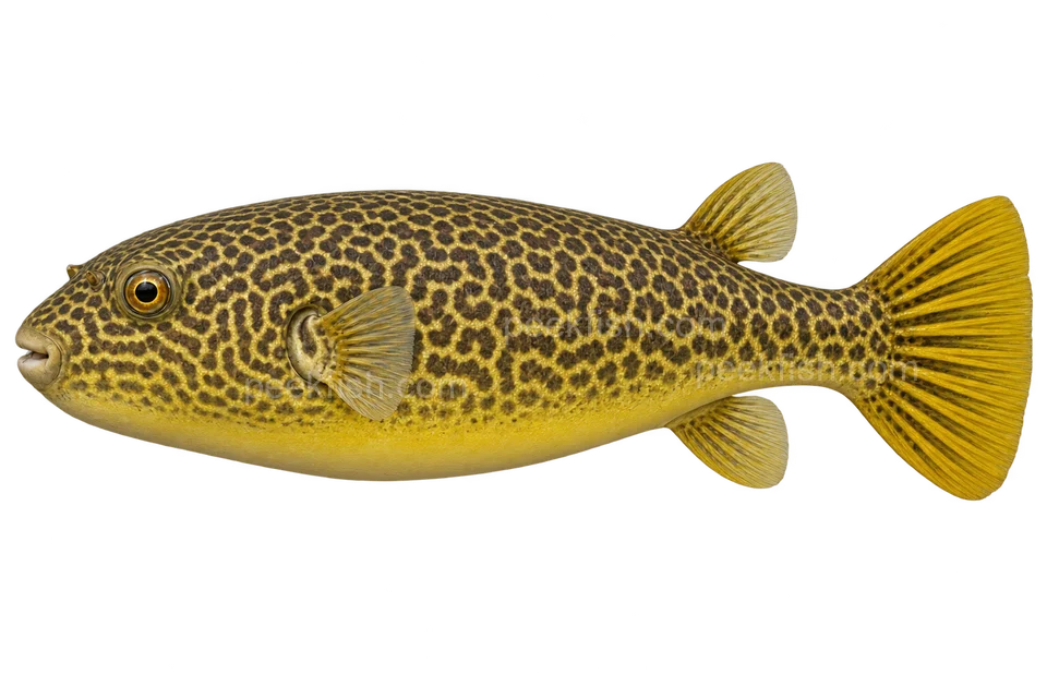 皇冠狗头(Tetraodon mbu)自然成体左向侧面AI示意图