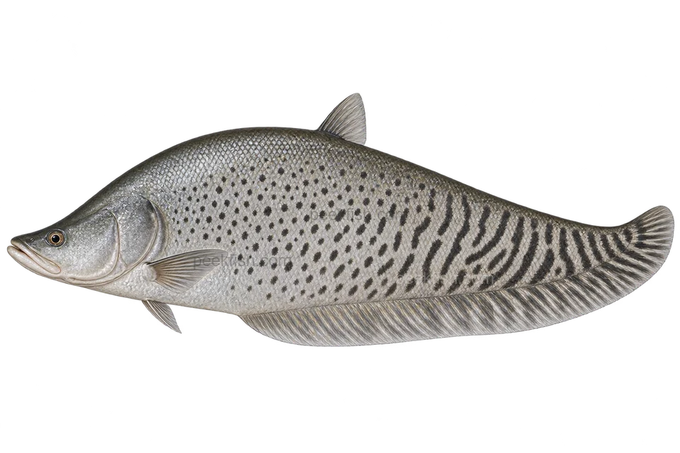 Royal featherback, adult natural-colour left-facing AI illustration