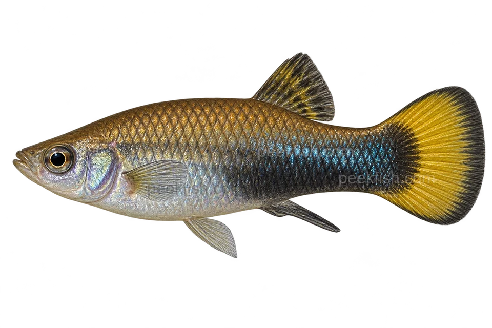 Limia melanogaster — natural-type adult male, left-facing AI illustration