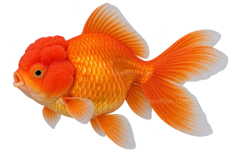 狮头金鱼(Oranda,有背鳍),朝左的AI成体侧面示意插画