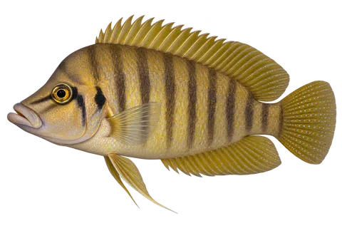 Altolamprologus compressiceps完整左向侧面AI示意图